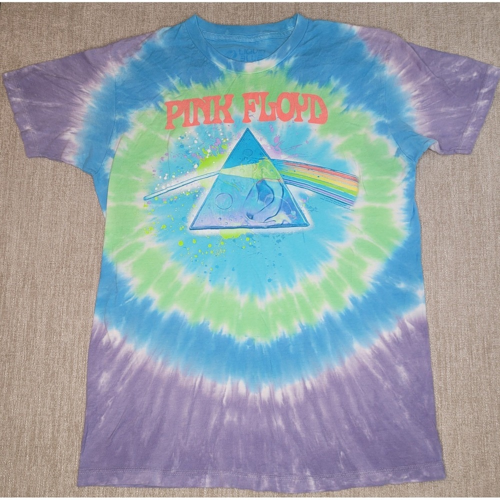 Liquid Blue Pink Floyd Shirt Women‎ M Blue Tie Dye Dark Side Of The Moon Graphic